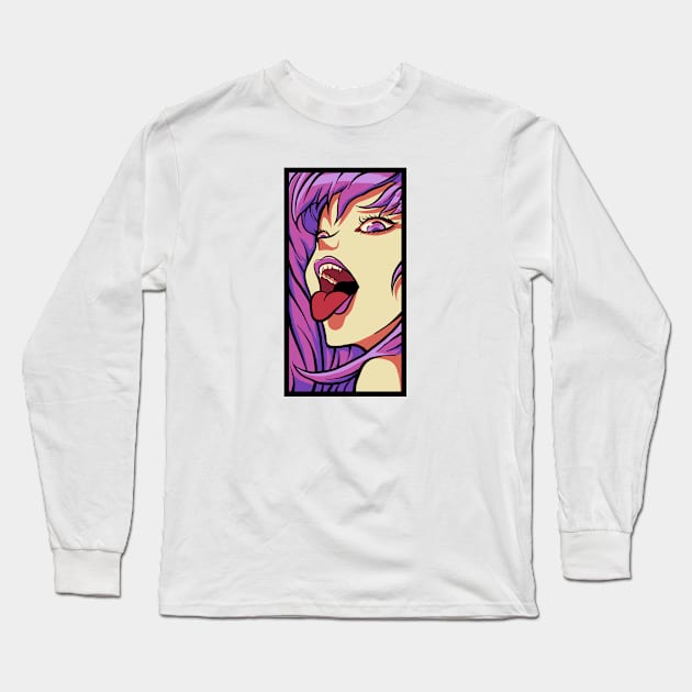 Hip Hop Girl Anime Stickers T-shirt Long Sleeve T-Shirt by Sekainime